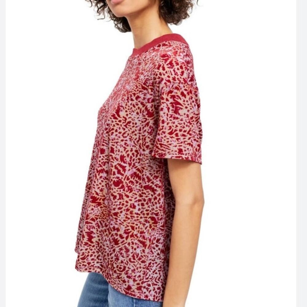 We the Free Women's Velvet Sheer Camoflash Burgundy and Pink Teddy T-shirt XS